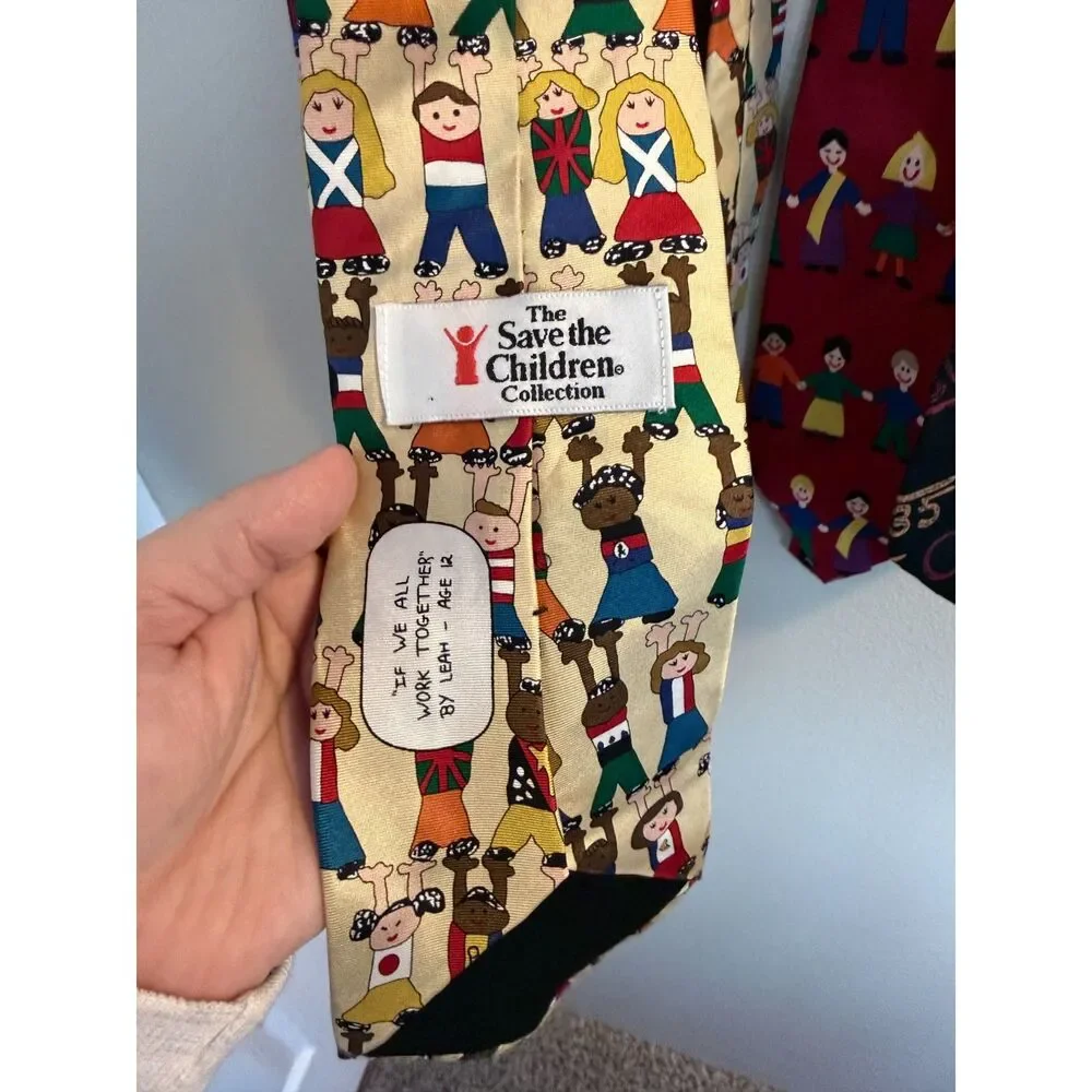 VINTAGE 90s Save The Children Silk Tie Bundle (Set of 5) - Artist Series Novelty